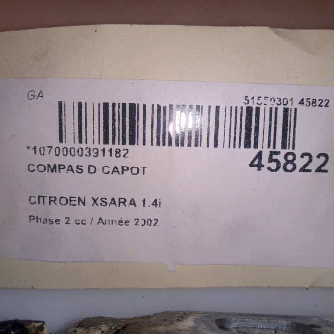 Compas d capot occasion CITROEN XSARA Phase 2 09-2000->12-2005 1.4i 791265 3