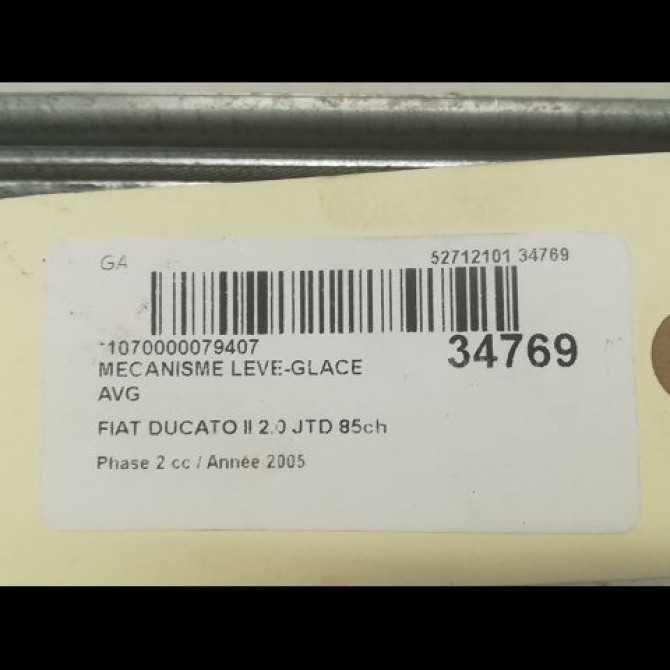 Mécanisme lève-glace avant gauche occasion FIAT DUCATO II Phase 2 07-2002->06-2006 2.0 JTD 85ch 1341396080 4