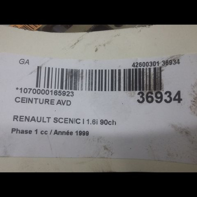 Ceinture avant droite occasion RENAULT SCENIC I Phase 1 09-1996->08-1999 1.6i 90ch 7700422317 4