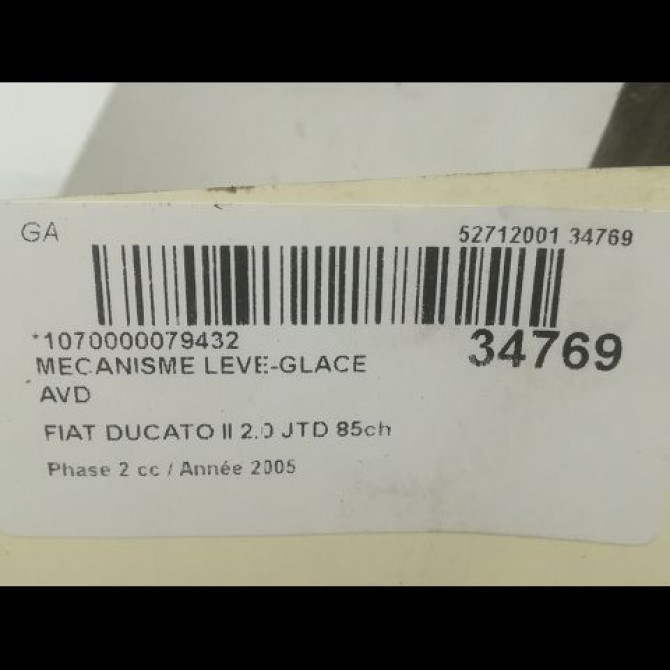 Mécanisme lève-glace avant droit occasion FIAT DUCATO II Phase 2 07-2002->06-2006 2.0 JTD 85ch 1341395080 4
