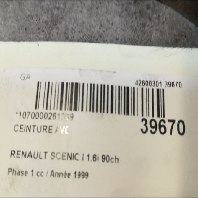 Ceinture avant droite occasion RENAULT SCENIC I Phase 1 09-1996->08-1999 1.6i 90ch 7700422317 4