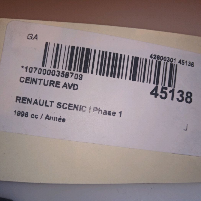 Ceinture avant droite occasion RENAULT SCENIC I Phase 1 09-1996->08-1999 4