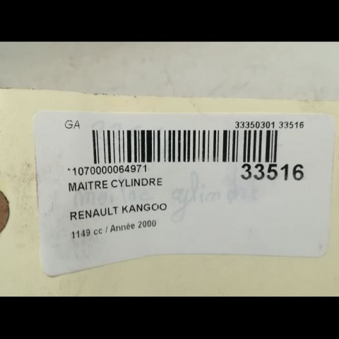 Maitre cylindre occasion RENAULT KANGOO I Phase 1 09-1997->06-2003 1.2i 8v 60ch 7701207198 4
