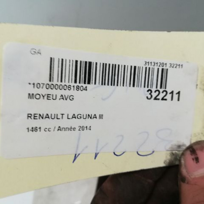 Moyeu avg occasion RENAULT LAGUNA III Phase 1 10-2007->10-2010 1.5 DCI 402102771R 6