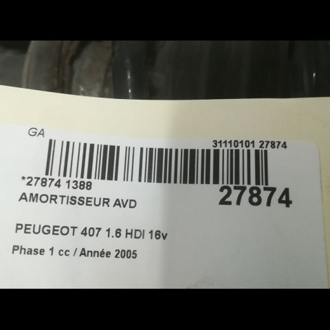 Amortisseur avant droit occasion PEUGEOT 407 Phase 1 04-2004->07-2008 1.6 HDI 16v 5202PA 2
