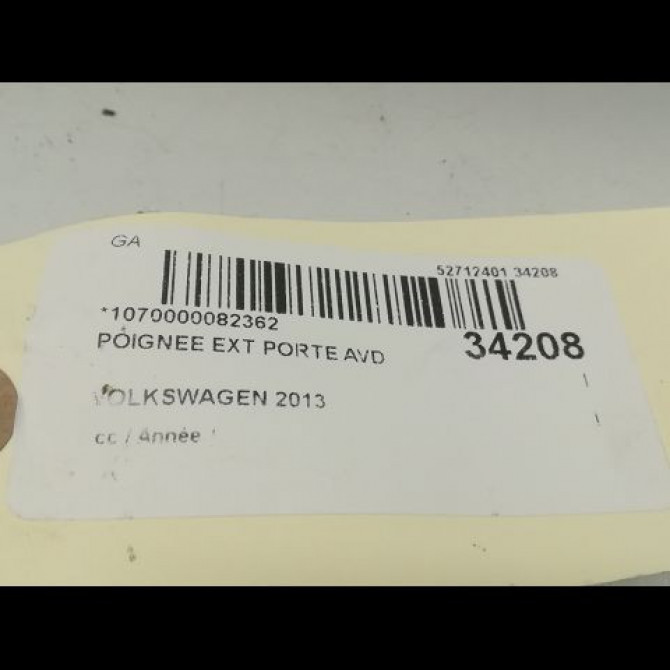 Poignee ext porte avd occasion VOLKSWAGEN PASSAT VI Phase 1 10-2010->... 2.0 TDI 140ch 3C0837206GRU 3