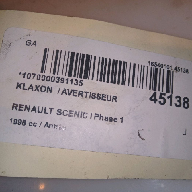 Klaxon  / avertisseur occasion RENAULT SCENIC I Phase 1 09-1996->08-1999 5