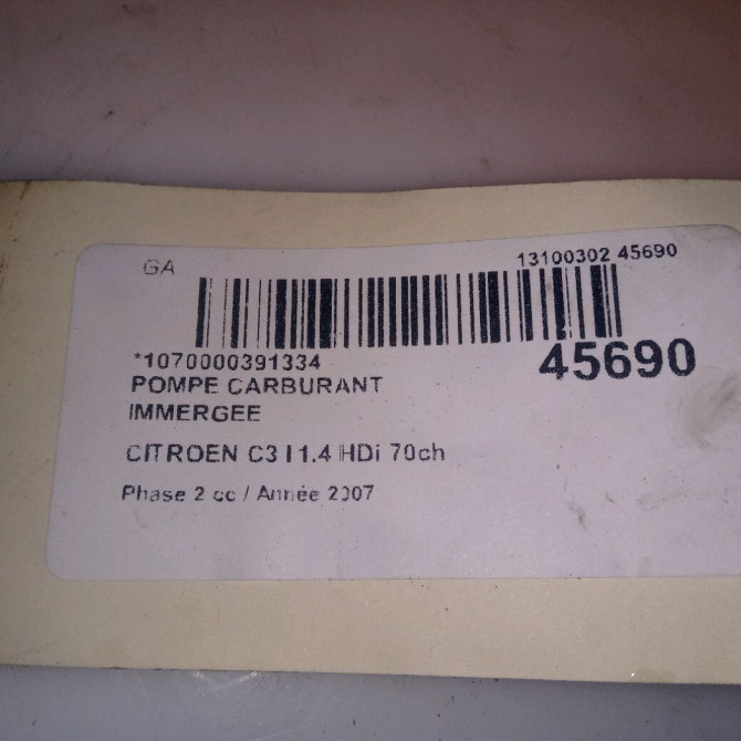 Pompe à carburant immergée occasion CITROEN C3 I Phase 2 10-2005->12-2010 1.4 HDi 70ch 5