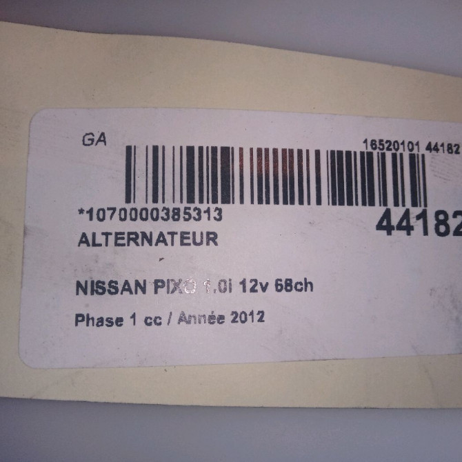 Alternateur occasion NISSAN PIXO Phase 1 05-2009->... 1.0i 12v 68ch 5