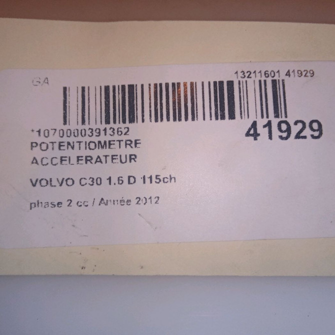 Potentiometre accelerateur occasion VOLVO C30 Phase 1 04-1995->04-1999 1.6 D 115ch 5