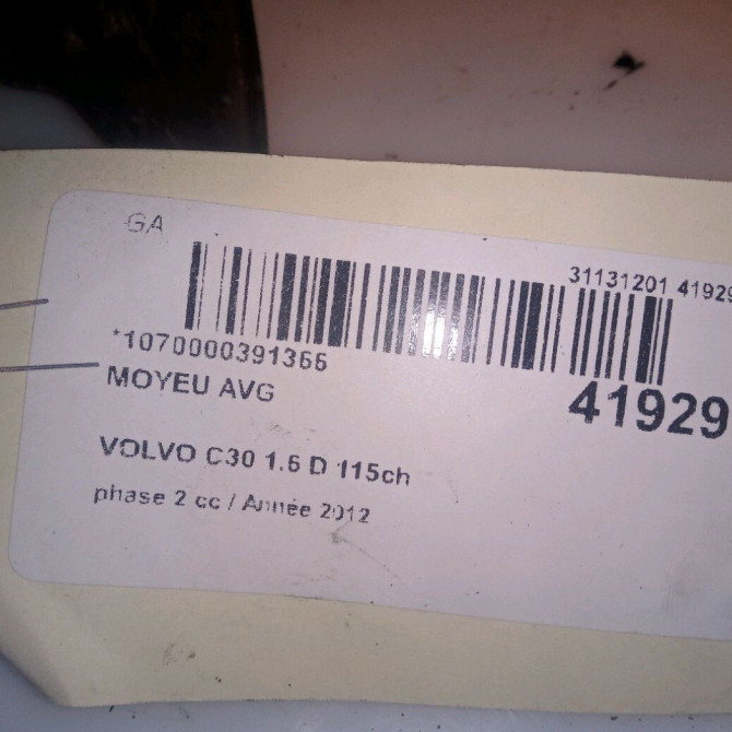 Moyeu avg occasion VOLVO C30 Phase 1 04-1995->04-1999 1.6 D 115ch 31340604 4