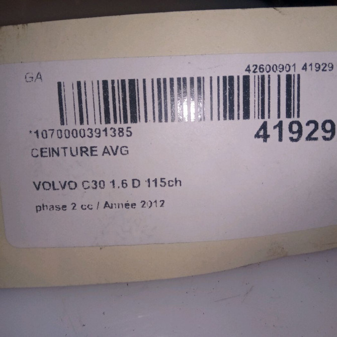Ceinture avant gauche occasion VOLVO C30 Phase 1 04-1995->04-1999 1.6 D 115ch 31320500 4
