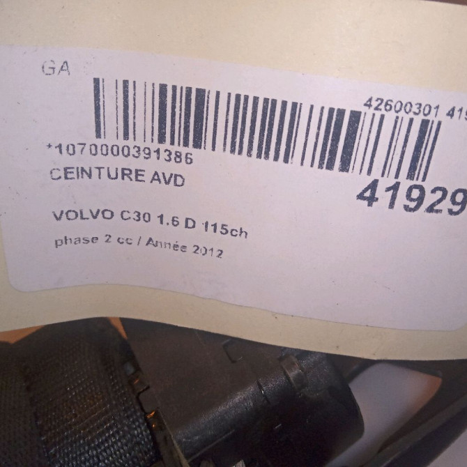Ceinture avant droite occasion VOLVO C30 Phase 1 04-1995->04-1999 1.6 D 115ch 31320501 4