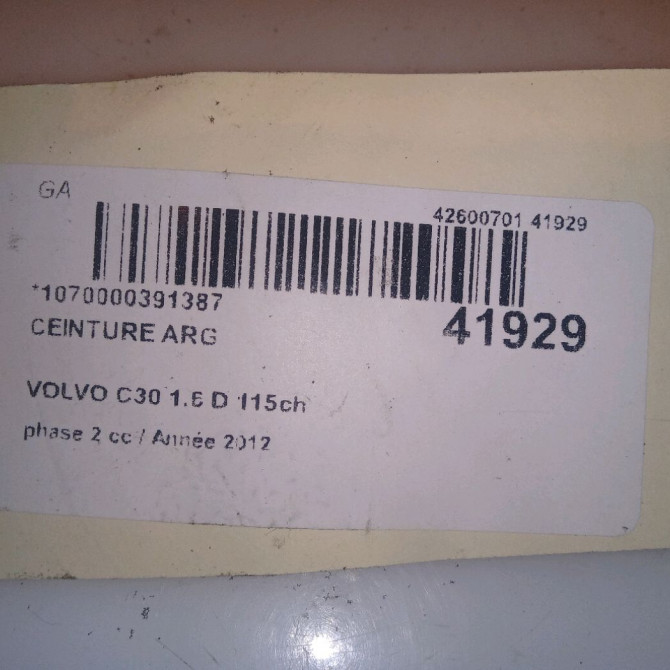 Ceinture arrière gauche occasion VOLVO C30 Phase 1 04-1995->04-1999 1.6 D 115ch 30642226 4