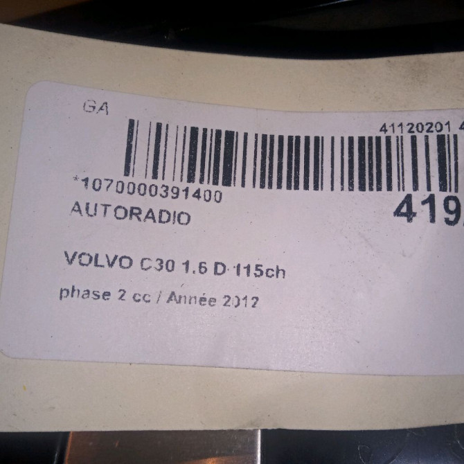 Autoradio occasion VOLVO C30 Phase 1 04-1995->04-1999 1.6 D 115ch 4
