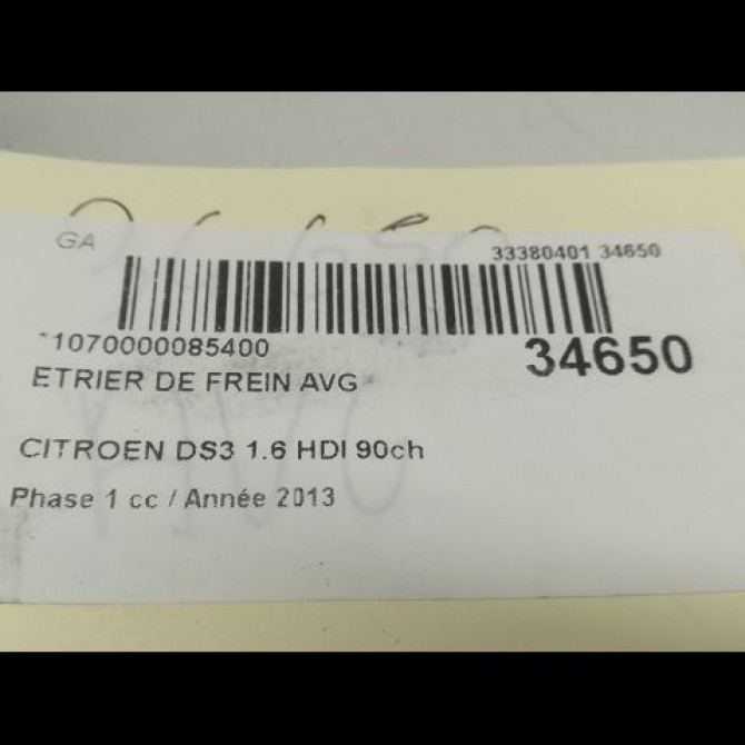 Etrier de frein avant gauche occasion CITROEN DS3 Phase 1 11-2009->03-2014 1.6 HDI 90ch 4400R6 3