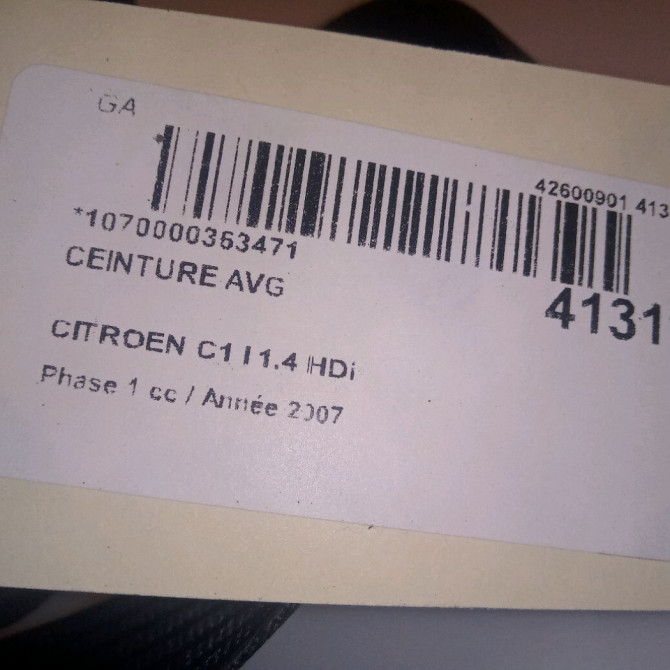 Ceinture avant gauche occasion CITROEN C1 I Phase 1 06-2005->11-2008 1.4 HDi 8974LN 4