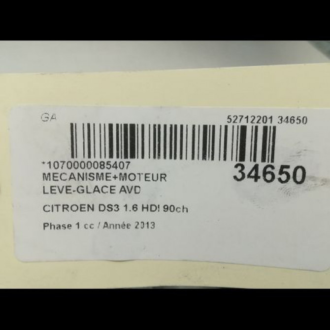 Mecanisme + moteur lève-glace avant droit occasion CITROEN DS3 Phase 1 11-2009->03-2014 1.6 HDI 90ch 9222FV 5