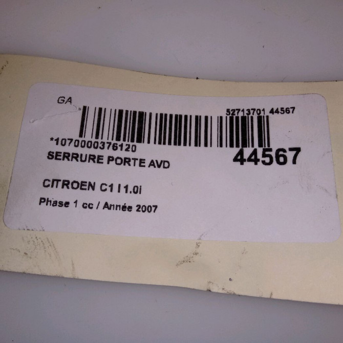 Serrure porte avd occasion CITROEN C1 I Phase 1 06-2005->11-2008 1.0i 9136V1 4