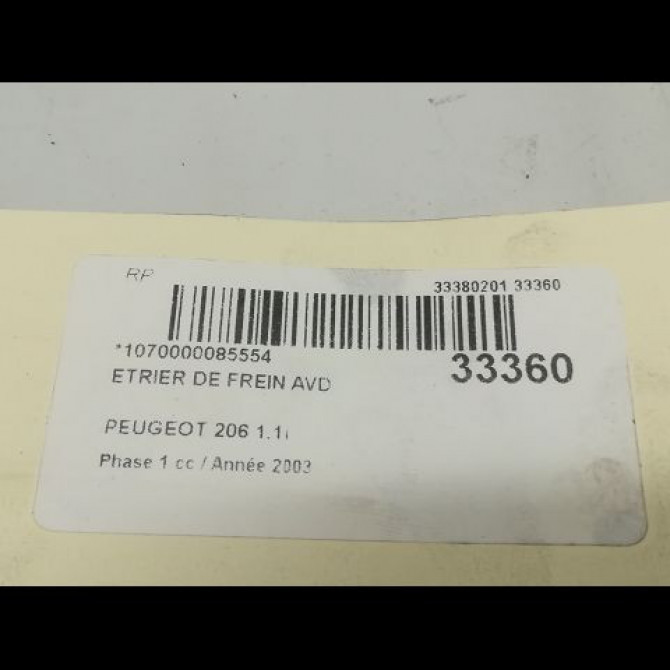 Etrier de frein avant droit occasion PEUGEOT 206 Phase 1 09-1998->03-2009 1.9 D 441050 3