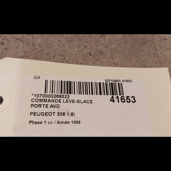 Commande lève-glace porte avant droite occasion PEUGEOT 306 Phase 1 09-1994->03-1997 1.6i 3