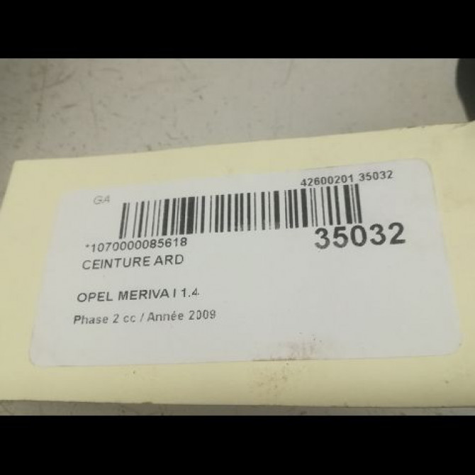 Ceinture arrière droite occasion OPEL MERIVA I Phase 2 01-2006->09-2010 1.4 TWINPORT 13243572 4