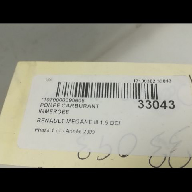 Pompe à carburant immergée occasion RENAULT MEGANE III Phase 1 11-2008->01-2012 1.5 DCI 105ch 172020033R 4
