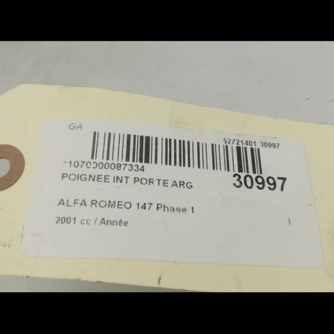 Poignee int porte arg occasion ALFA ROMEO 147 Phase 1 09-2000->09-2004 735364988 3