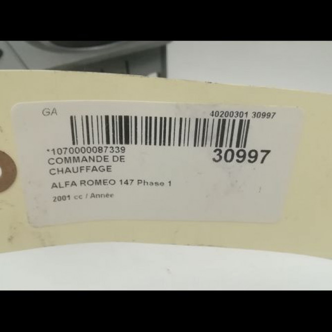 Commande de chauffage occasion ALFA ROMEO 147 Phase 1 09-2000->09-2004 5