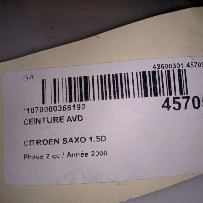 Ceinture avant droite occasion CITROEN SAXO Phase 2 09-1999->12-2004 1.5D 8973Y8 4