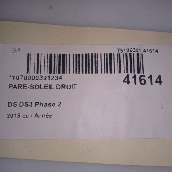 Pare-soleil droit occasion DS DS3 Phase 2 06-2014->... 16121827ZD 3