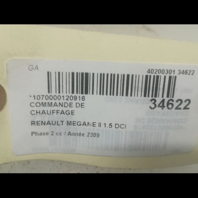 Commande de chauffage occasion RENAULT MEGANE II Phase 2 01-2006->06-2009 1.5 DCI 105ch 7701209068 3