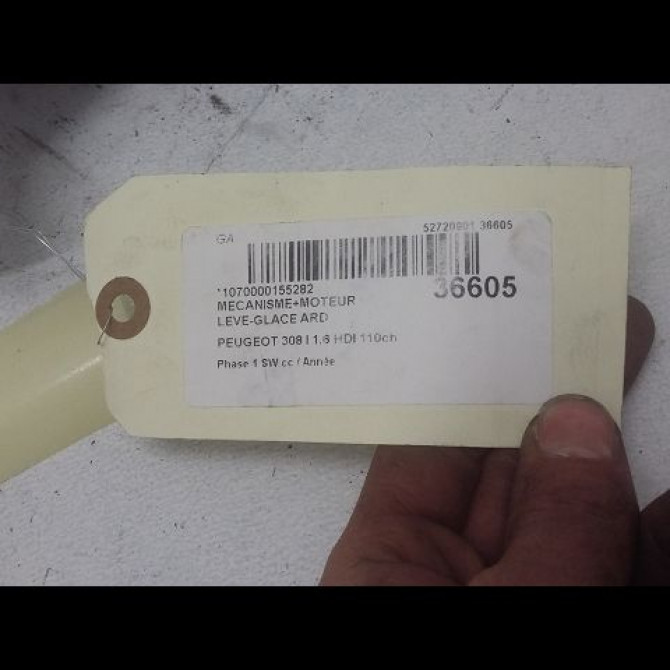 Mecanisme+moteur leve-glace ard occasion PEUGEOT 308 I Phase 1 SW 05-2008->03-2011 1.6 HDI 110ch 9224E9 3