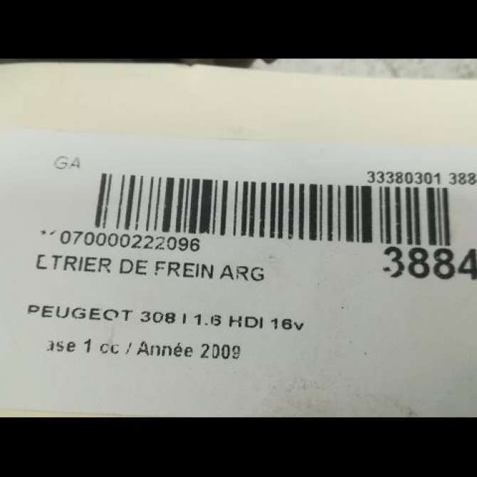 Etrier de frein arrière gauche occasion PEUGEOT 308 I Phase 1 09-2007->03-2011 1.6 HDI 16v 110ch 4401N6 3