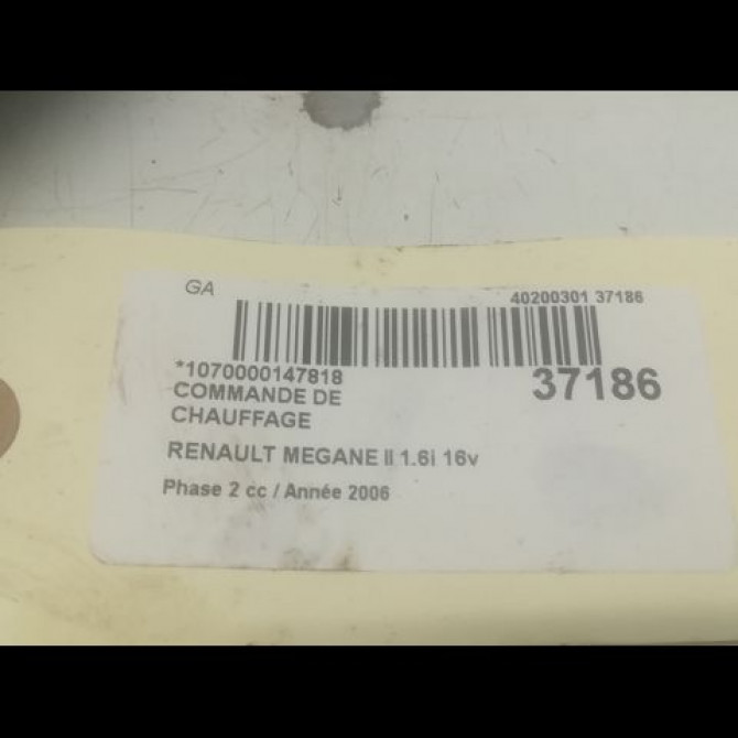 Commande de chauffage occasion RENAULT MEGANE II Phase 2 01-2006->06-2009 1.6i 16v 110ch 7701209068 3