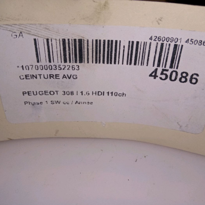 Ceinture avant gauche occasion PEUGEOT 308 I Phase 1 SW 05-2008->03-2011 1.6 HDI 110ch 8975K6 4