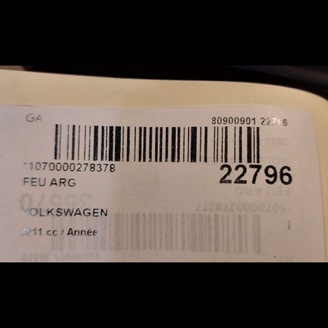 Feu arrière gauche occasion VOLKSWAGEN TRANSPORTER V Phase 1 06-2003->08-2009 3