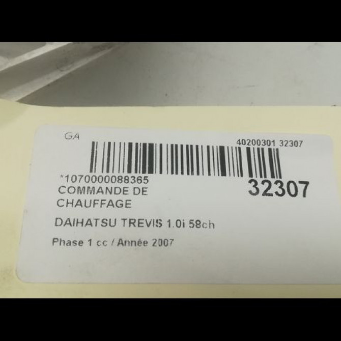 Commande de chauffage occasion DAIHATSU TREVIS Phase 1 09-2006->12-2011 1.0i 58ch 55910B2200 3