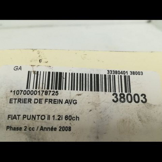 Etrier de frein avant gauche occasion FIAT PUNTO II Phase 2 05-2003->10-2009 1.2i 60ch 77364676 3