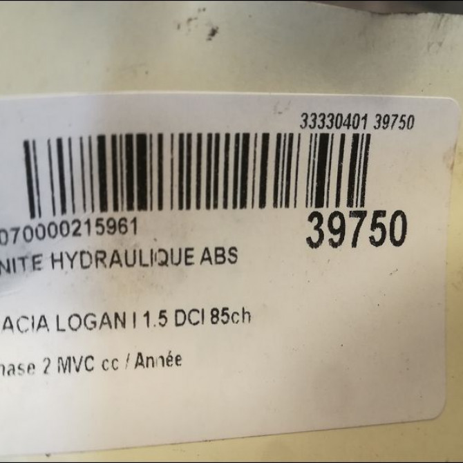 Unité hydraulique ABS occasion DACIA LOGAN I Phase 2 MVC 10-2008->01-2013 1.5 DCI 85ch 8201063079 3