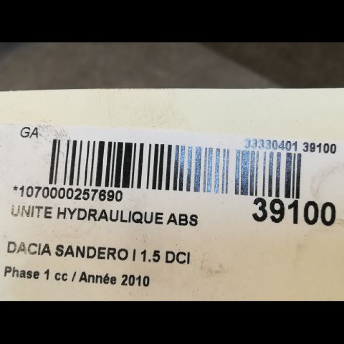 Unité hydraulique ABS occasion DACIA SANDERO I Phase 1 06-2008->10-2012 1.5 DCI 70ch 8201063079 3