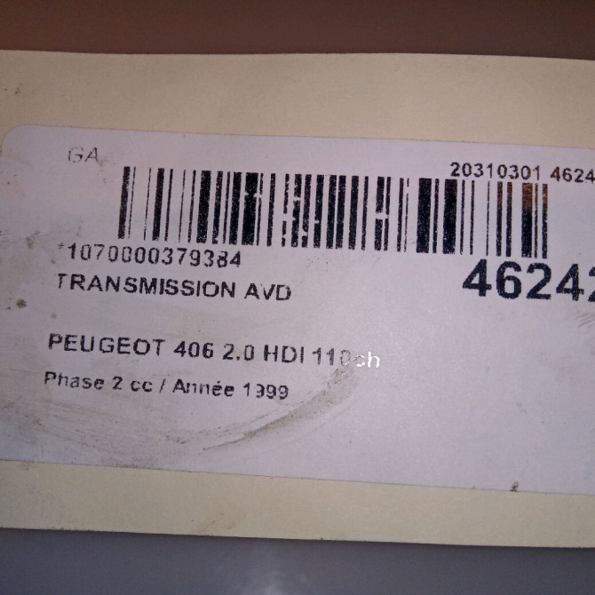 Transmission avant droite occasion PEUGEOT 406 Phase 2 04-1999->04-2004 2.0 HDI 110ch 3273Z0 3