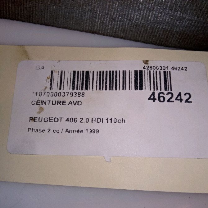 Ceinture avant droite occasion PEUGEOT 406 Phase 2 04-1999->04-2004 2.0 HDI 110ch 8972QZ 4
