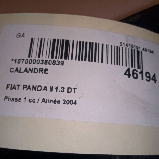 Calandre occasion FIAT PANDA II Phase 1 09-2003->12-2012 1.3 DT MULTIJET 16v 70ch 735363745 4