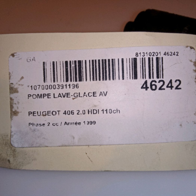 Pompe lave-glace avant occasion PEUGEOT 406 Phase 2 04-1999->04-2004 2.0 HDI 110ch 643458 5