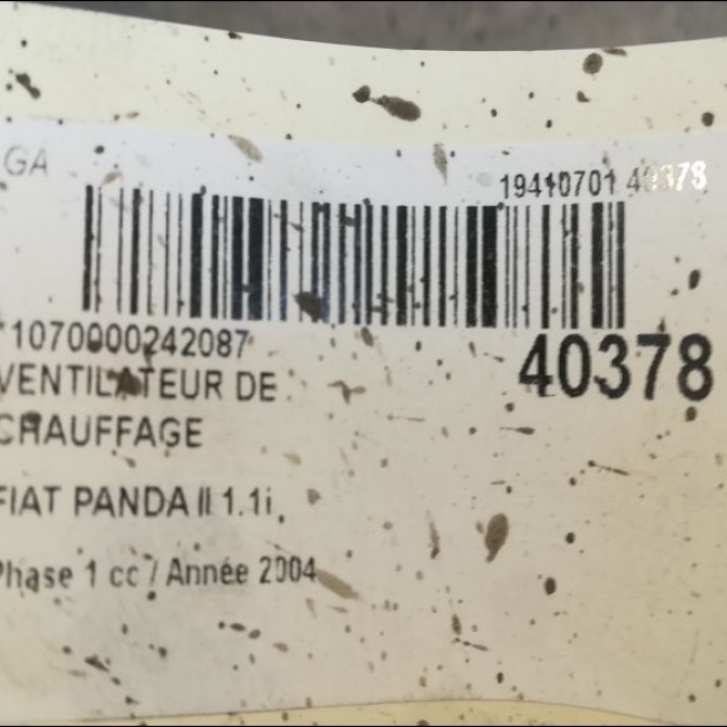 Ventilateur de chauffage occasion FIAT PANDA II Phase 1 09-2003->12-2012 1.1i 77362537 3