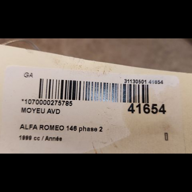 Moyeu avd occasion ALFA ROMEO 146 phase 2 04-1999->10-2001 51824630 3