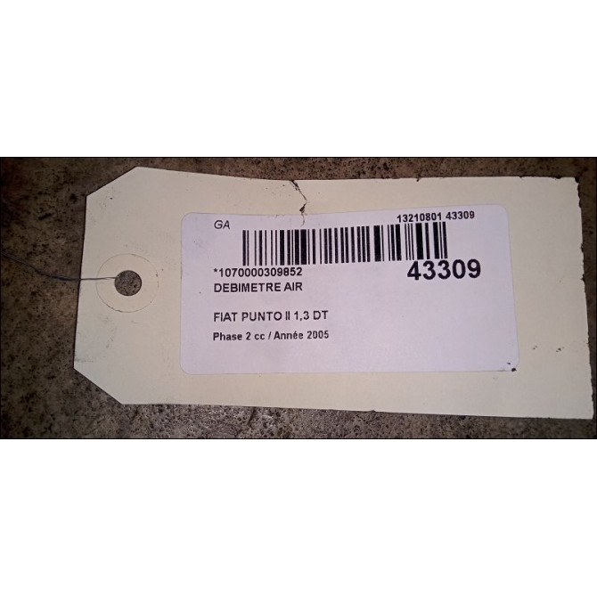 Debimetre air occasion FIAT PUNTO II Phase 2 05-2003->10-2009 1.3 DT MULTIJET 16v 70ch 51774531 2