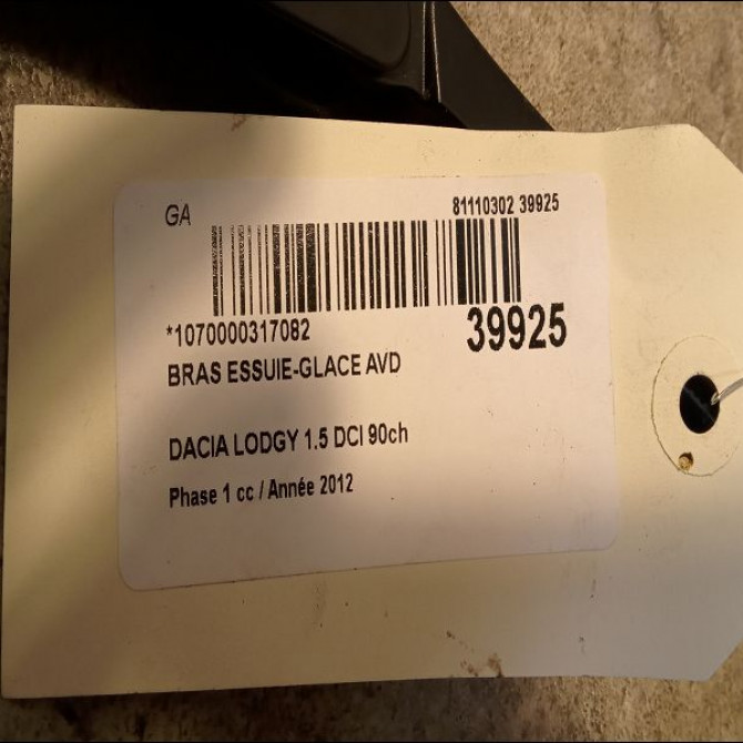 Bras essuie-glace avant droit occasion DACIA LODGY Phase 1 01-2012->... 1.5 DCI 90ch 288812261R 2