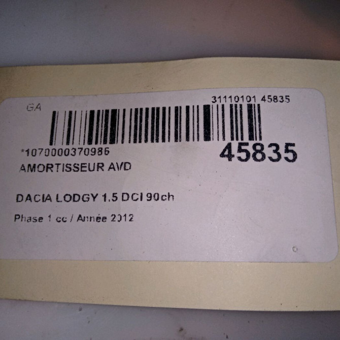 Amortisseur avant droit occasion DACIA LODGY Phase 1 01-2012->... 1.5 DCI 90ch 543029566R 5